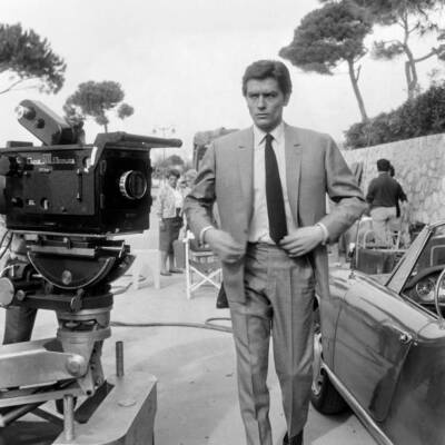 Alain Delon on the set of the film 'Melodie en sous-sol' in Cannes- Old Photo 1