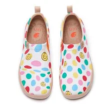 Women Size 5-10.5 UIN Slip On Shoes Canvas Comfortable Loafers "Dotted Joy"
