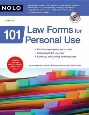 101 Law Forms for Personal Use (Book & CD-Rom) by Ralph E. Warner; Robin Leonard