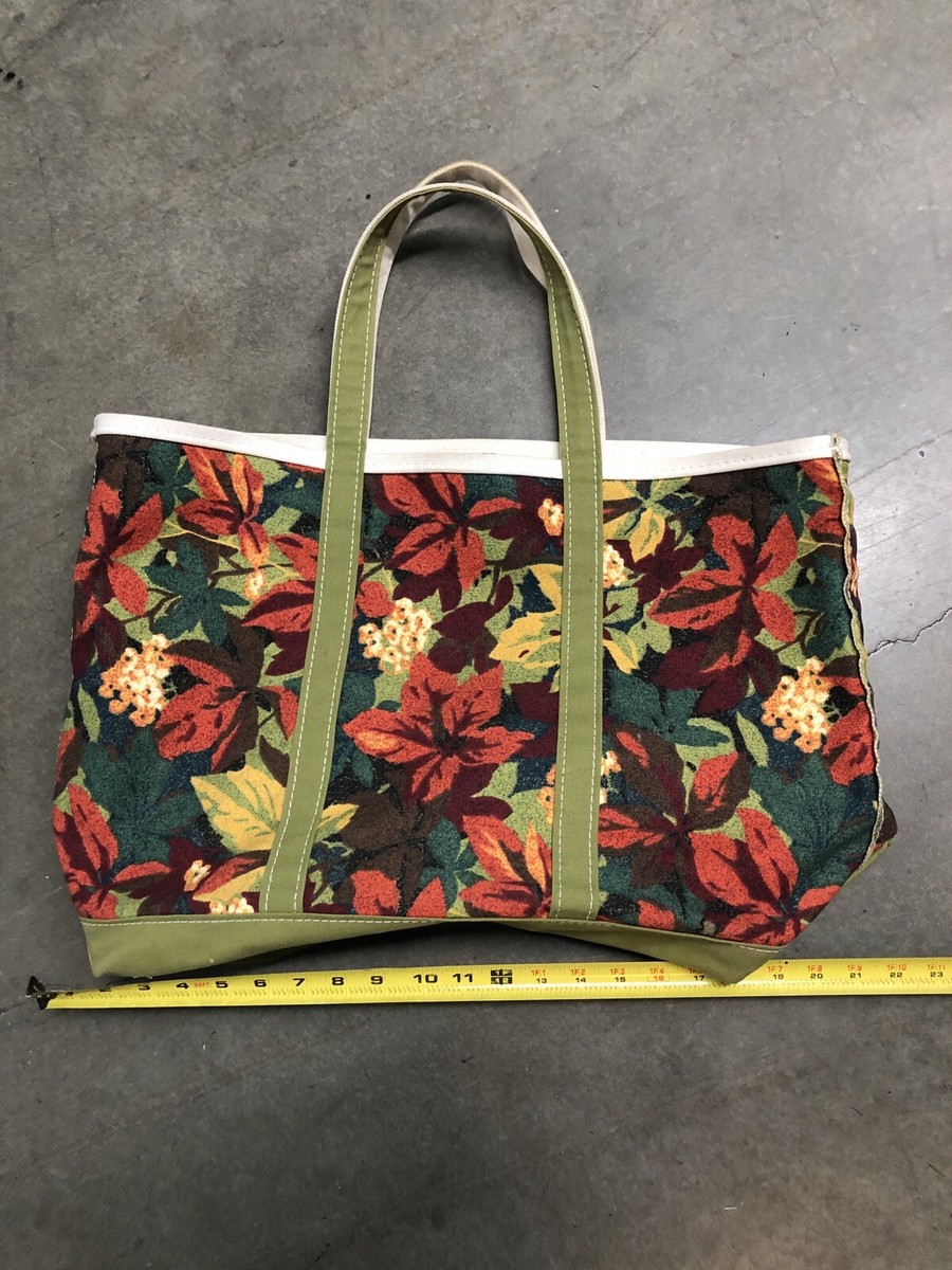 Vintage 90's L.L. Bean Boat and Tote Floral Leaf Autumn Fall