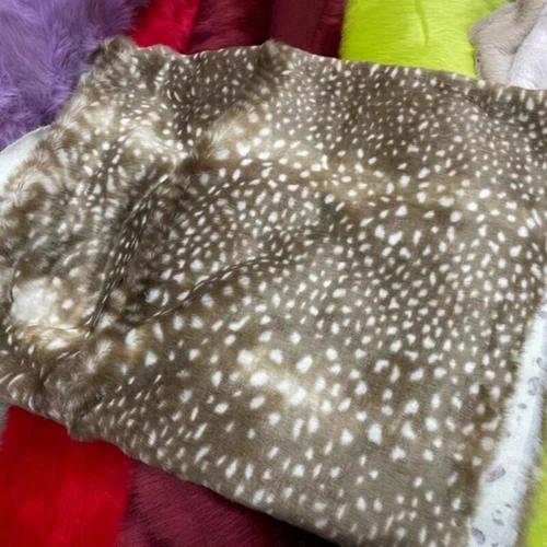 Faux Fur Sika Deer Dot Pattern Fabric Plush Fluffy Furry Craft Pad 45 50cm - Picture 10 of 17
