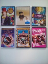 5 New DVD 1 Used: NARNIA, WILD THINGS ARE, WILLY WONKA, JUMANJI, INDIAN CUPBOARD