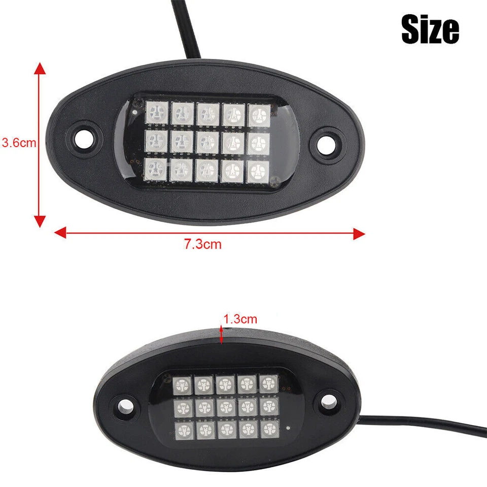 Ajuste Jeep Wrangler JKU JK 4 cápsulas RGB LED luz de roca de neón debajo de la carrocería Bluetooth APP Foto 3 de 4