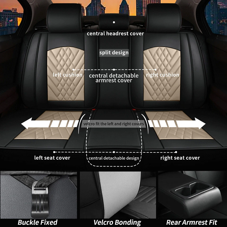 Breathable Car 5 Seat Cover PU Leather Cushion Full Set For Audi A6 2000-2024 - Imagem 3 de 4