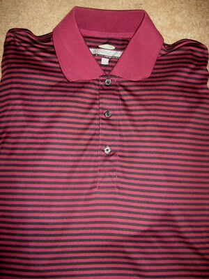 Mens Purple Black Striped GREG NORMAN Golf Polo Shirt Medium