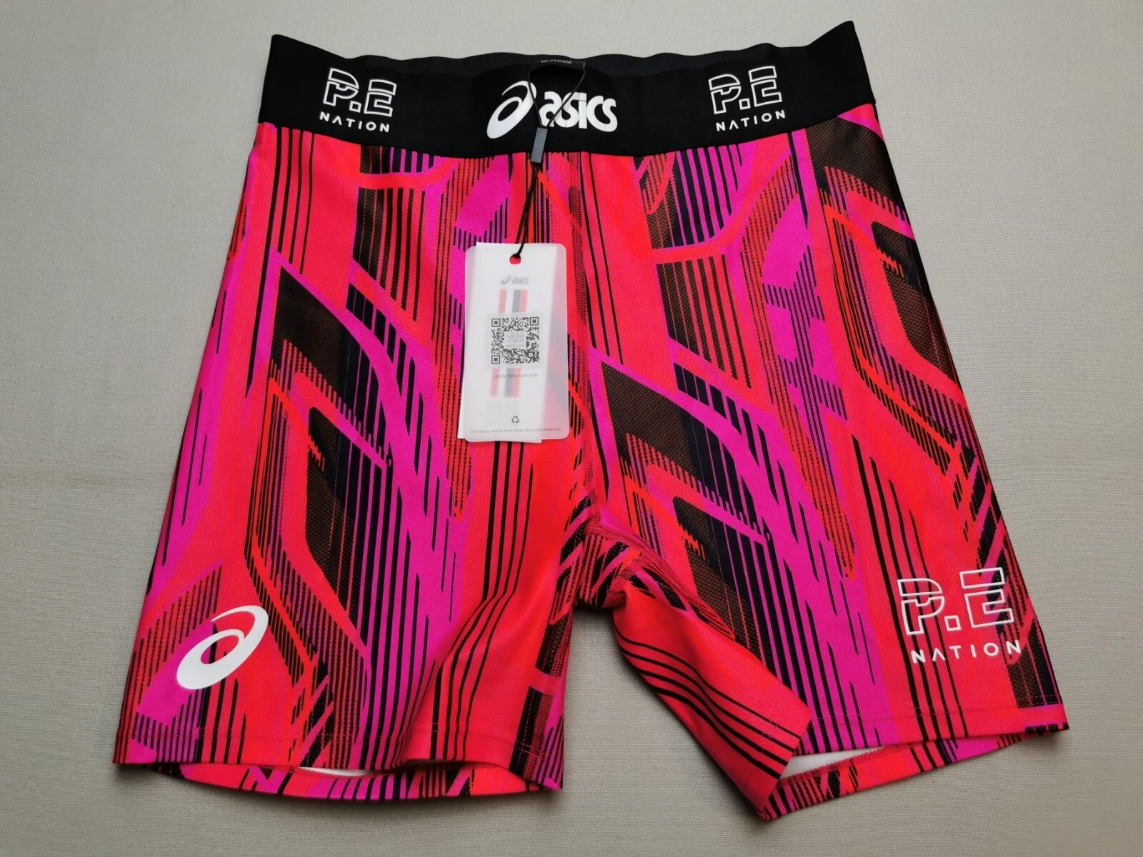 Pantaloncini bici persistenti ASICS x P.E Nation da donna taglia L (NUOVI CON ETICHETTE) stile retrò