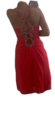 Rotes kurzes extravagantes Abendkleid Größe 32