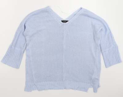 b.young Damen Pullover blau V-Ausschnitt Acrylmischung Größe L