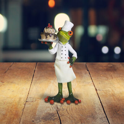 Frog Baker with Cake Figurine Ornament Home Decor Unique Gift
