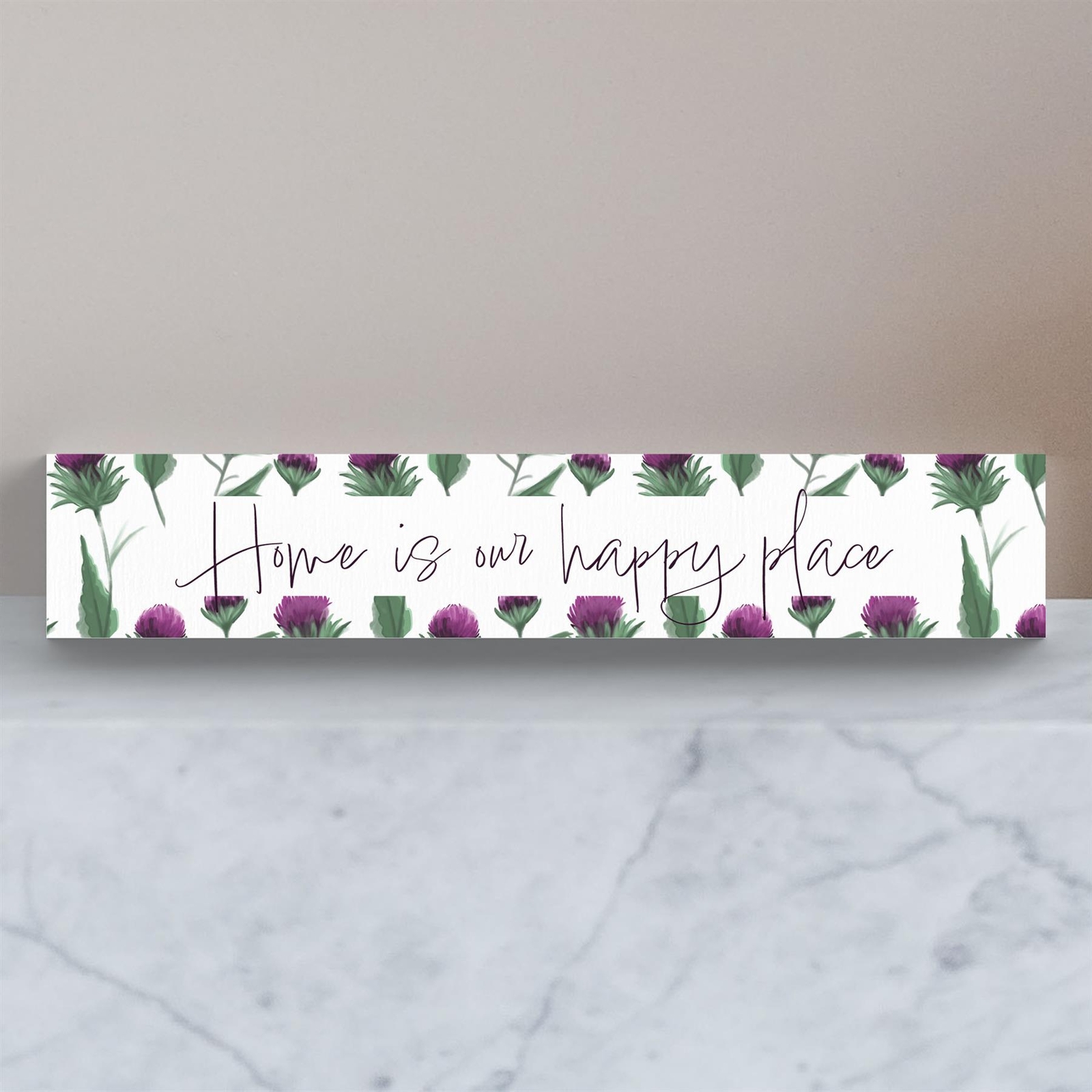 Home Happy Place Thistle Flower Of Scotland Momento Block Plaque