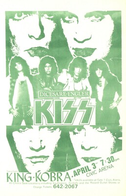 KISS 1986 ASYLUM TOUR / PITTSBURGH CIVIC ARENA HANDBILL FLYER