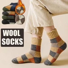 5 Pairs Men's Winter Warm Thermal Wool Socks Heavy Duty Thick Work Crew Socks