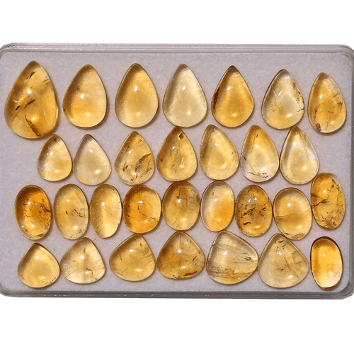 Lote de 30 piedras preciosas cabujón amarillo rico en citrino brasileño natural 10 mm-17,6 mm - Imagen 1 de 13