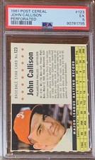1961 Post Cereal PERFORATED #123 Johnny Callison Philadel Phillies PSA 5 Low Pop