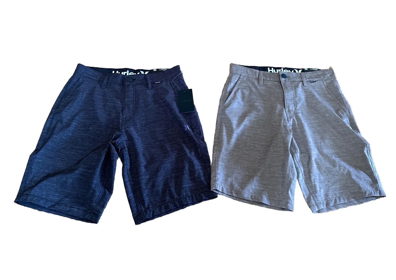 NEW Hurley Mens Heathered 4-Way Stretch Walk Shorts - Black - Waist 28 $60 X2