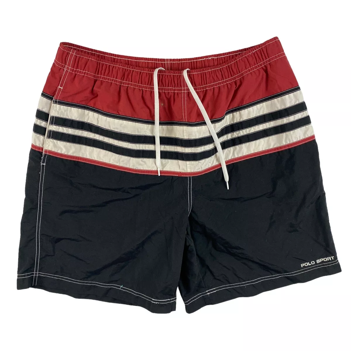 Vintage Ralph Lauren Polo Sport Swim Trunks Board Shorts Striped Lined 90s Large