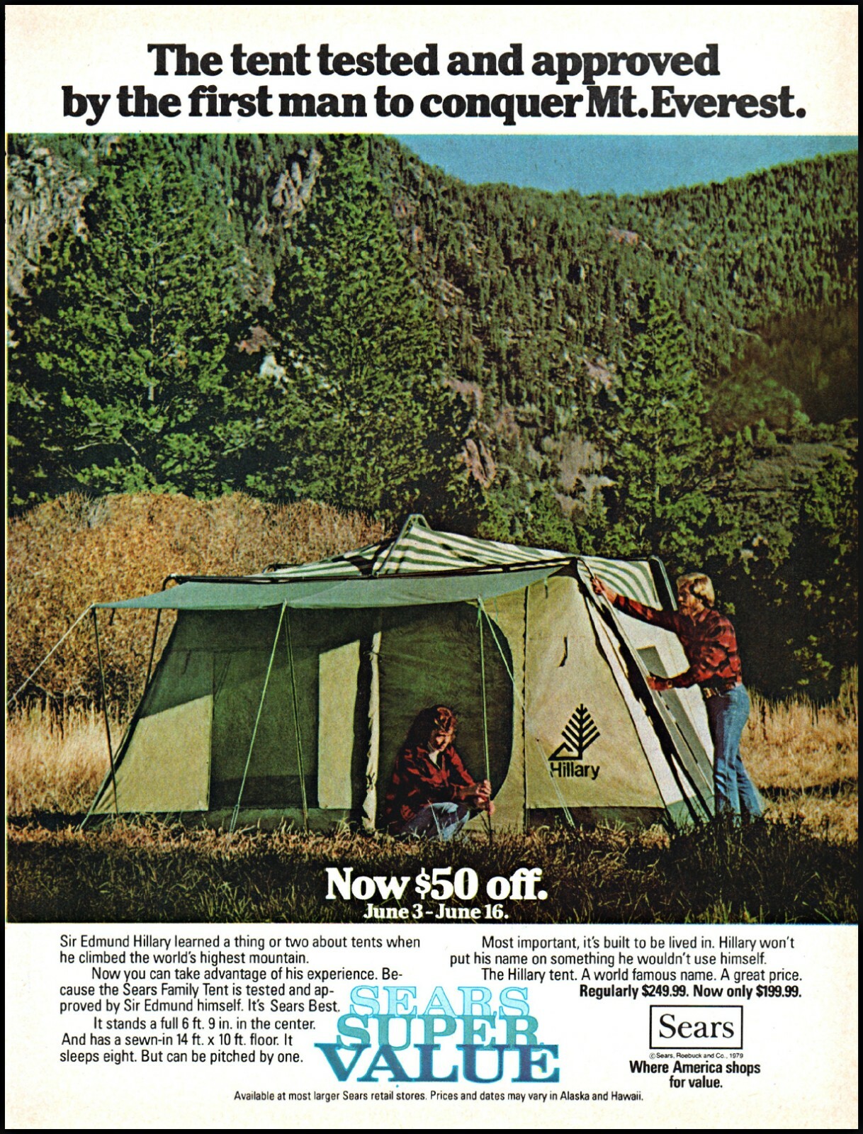 1979 Couple camping Sears tent Mt. Everest vintage photo print Ad ads33 eBay