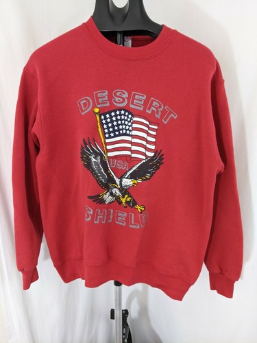 90s vintage Desert Shield Desert Storm American Flag Eagle size Large red