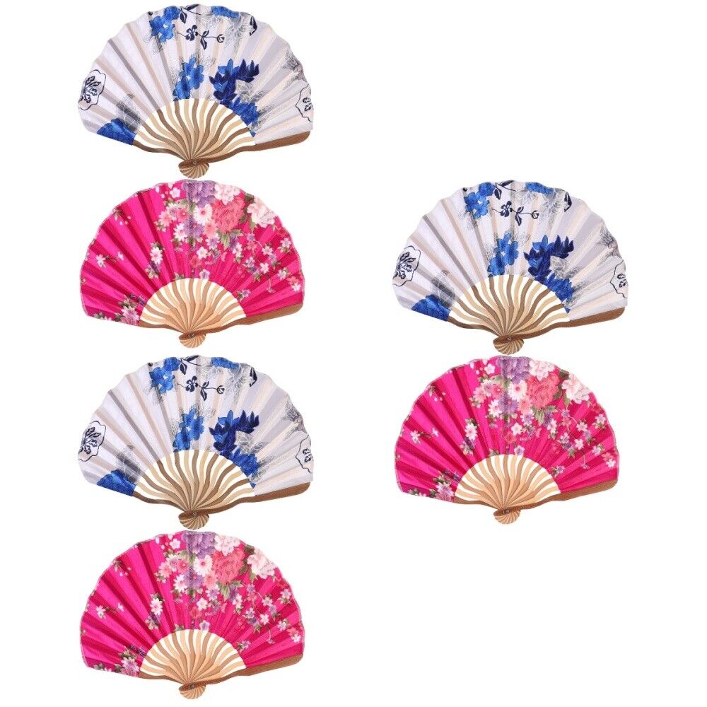 6 Pcs Japanese Hand Crafted Fan Chinese Folding Fan Japanese Hand Held ...