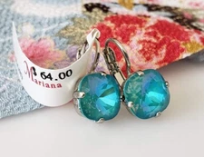 $64 MARIANA Sun-Kissed LAGUNA Swarovski Cushion Crystal Rhodium Small Earrings