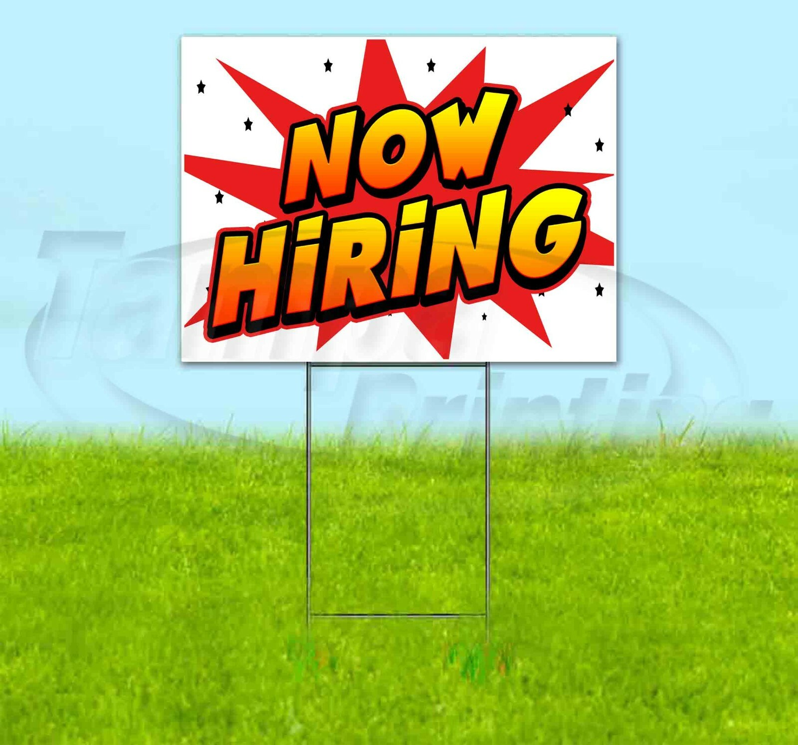 NOW HIRING 18x24 Yard Sign Corrugated Plastic Bandit Lawn Business USA ...