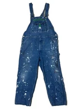 Vintage Liberty Bib Overalls Paint Size 44 x 30 Blue Denim Workwear Farm Cotton