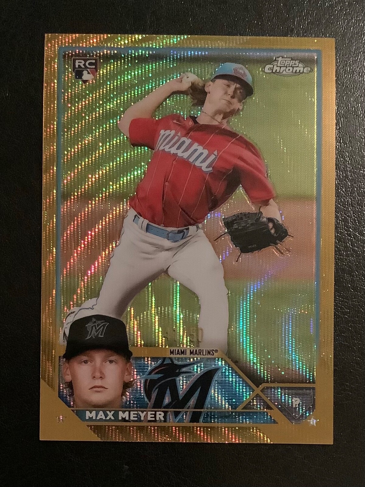 2023 Topps Chrome Max Meyer #104 Rookie Gold Wave Refractor /50 Marlins