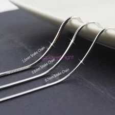 Solid 925 Sterling Silver Necklace 1.0mm Thin Italian Snake Chain ALL SIZES NEW