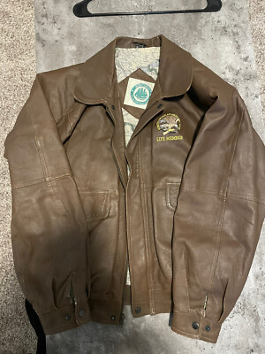 VTG Burks Bay Leather Jacket Brown Bomber North American Hunting