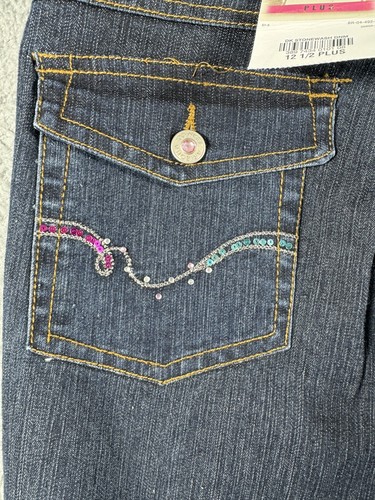 Arizona Girls Plus Bootcut Flare Stonewash Embellished Butterflies Size 12 1/2 - Picture 12 of 14
