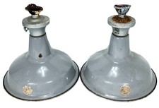 2 vintage original Benjamin RLM Crysteel Industrial grey enamel pendant lamp