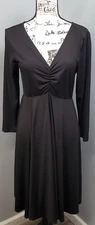 Torrid Silky Dress Womens 00 Black Empire Waist Swing Hem Plunge V-Neck Pleated