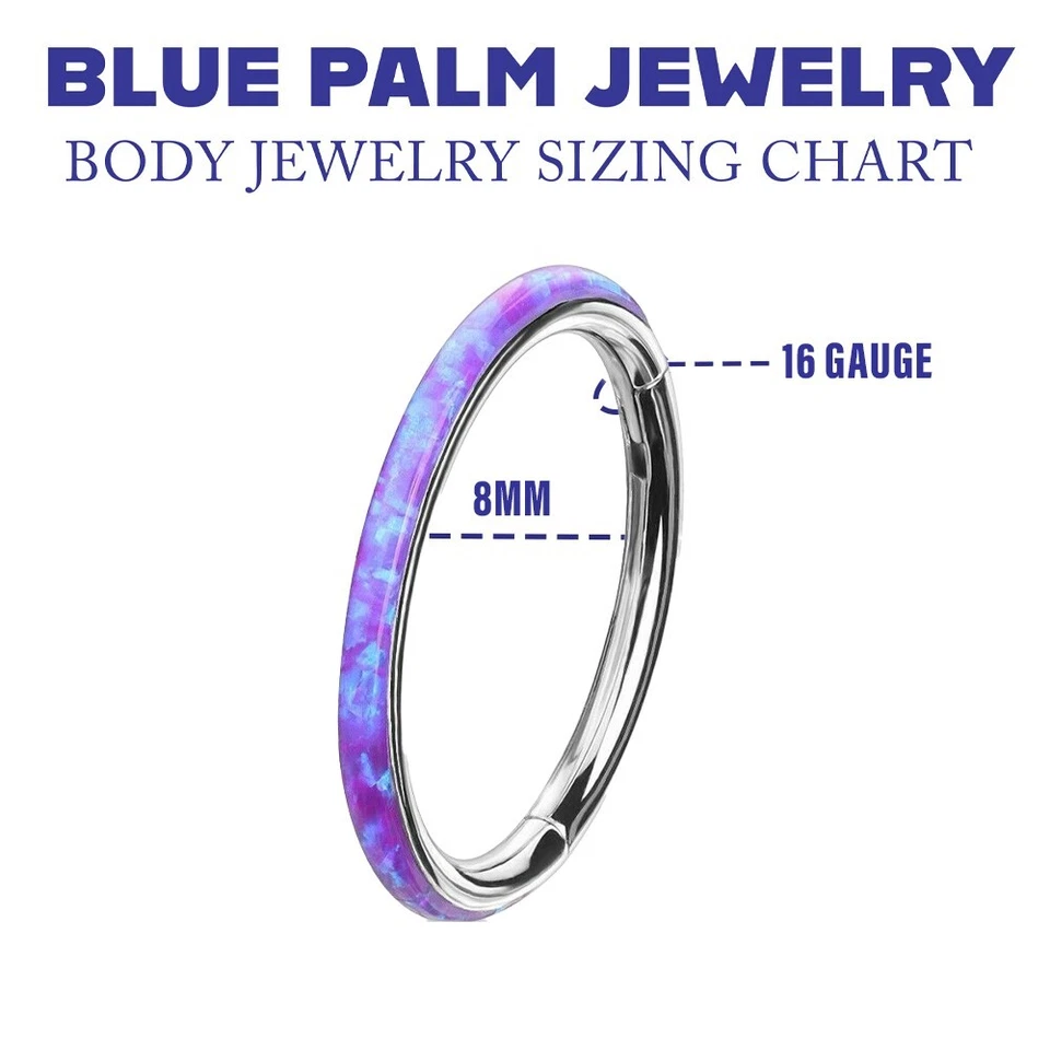 1 16 GA 5/16 紫色蛋白石轨道边缘 Earrin Septum 耳铰螺旋 Tragus C303 — 第 3/4 张图片