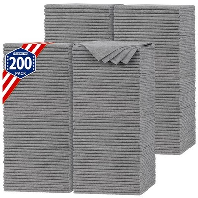 FIXSMITH Shop Towels, Pack of 200, Grey Microfiber Cleaning Cloth 200PK, 