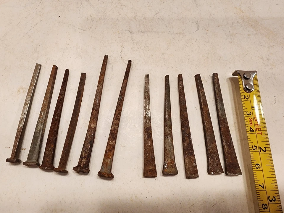 Antiguo Ataúd Clavos Cuadrados Vintage Lote 11 Pátina Oxidada Hierro Montana 2.5"-3" Foto 2 de 4