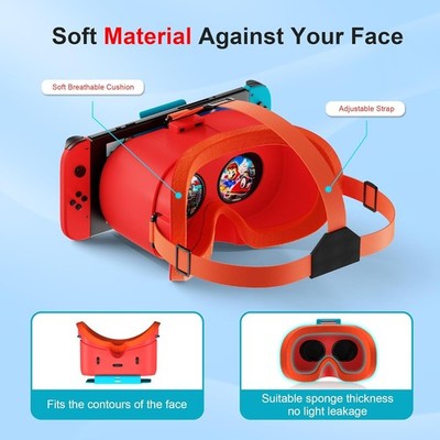 VR Headset for Nintendo Switch OLED Adjustable Lens HD 20 EVA Lycra Lightweight