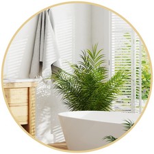 HOMCOM Specchio a Parete Rotondo da Bagno in Vetro e Metallo Ø70x2.5 cm Oro