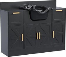 Salon Station, Shampoo Bowl with Cabinet Drawer Freestanding Backwash Sink New