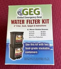 Global Emergency Gear - Water Filter Kit  4" Filter, Sock, Spigot - GEGK 4"x 4"