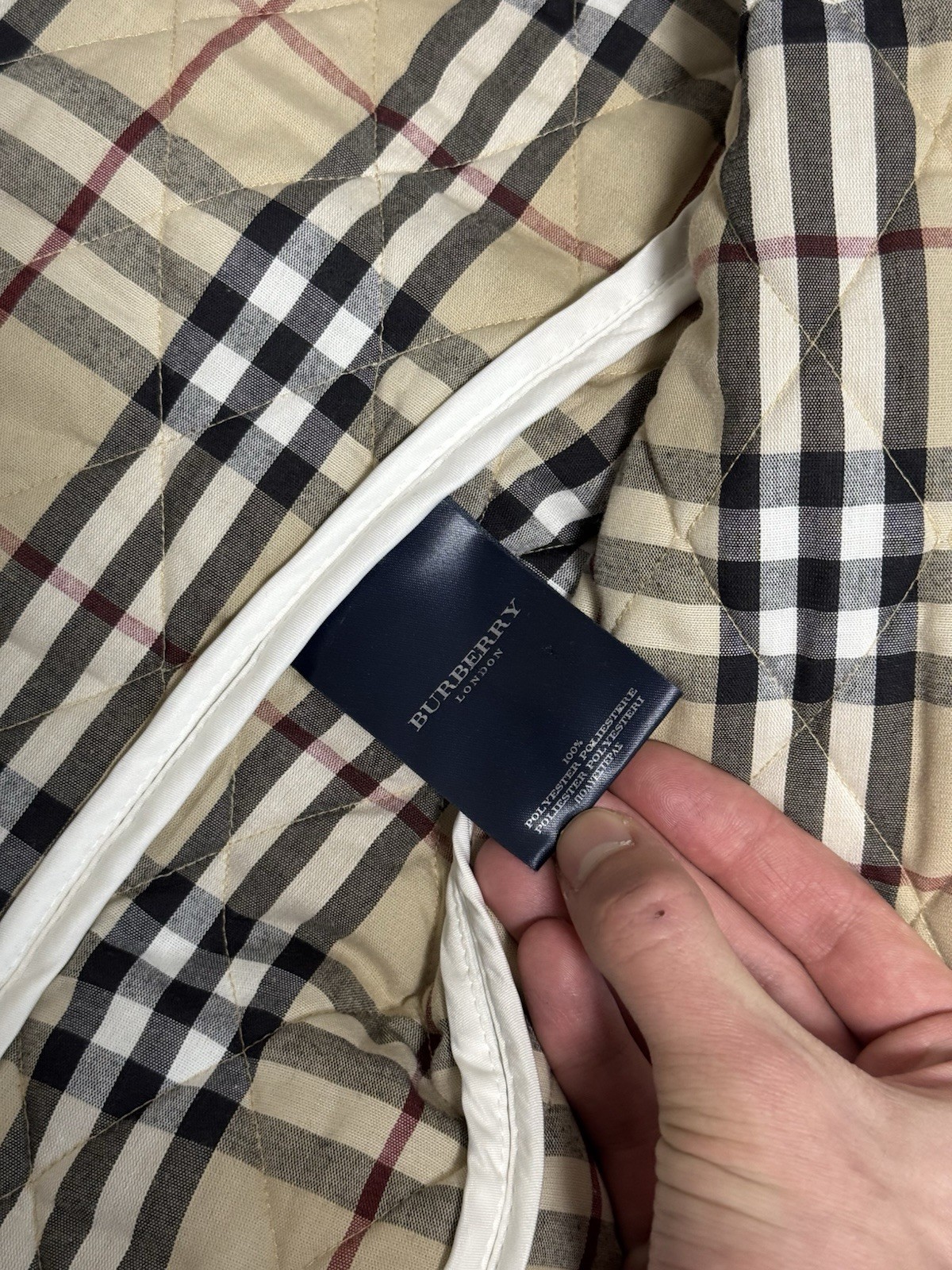 Vintage Burberry Quilted White Jacket Coat Nova Check Size 11 L Women’s thumbnail 6