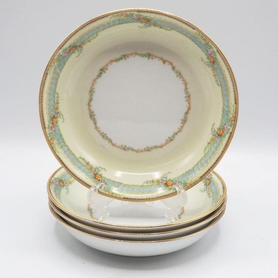 Noritake Morimura Art Deco N352 Dinner China Soup Bowl Set of 4 7-1/2''