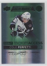 2021-22 Upper Deck Credentials Debut Ticket Access Green 5/25 Cole Perfetti 4p5