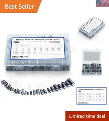 500pcs 24-Value Electrolytic Capacitor Assortment Kit 0.1uF-1000uF | 10V 16V ...