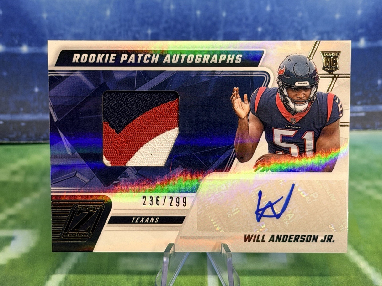 2023 Panini Zenith  Will Anderson Jr. RPA RC Rookie 3 Color Patch AUTO /299