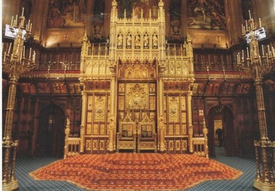 Thron House of Lords Kammer London UK Parlament Pugin Royal Postkarte