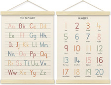 Numbers Alphabet Poster for Nursery Toddlers, Play Room Wall Decor, ABC Wall Cha