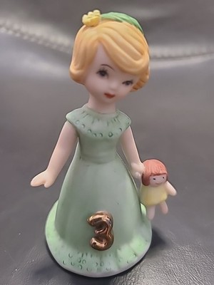 Growing Up Birthday Girls Age 3 Blonde Figurine Enesco Porcelain