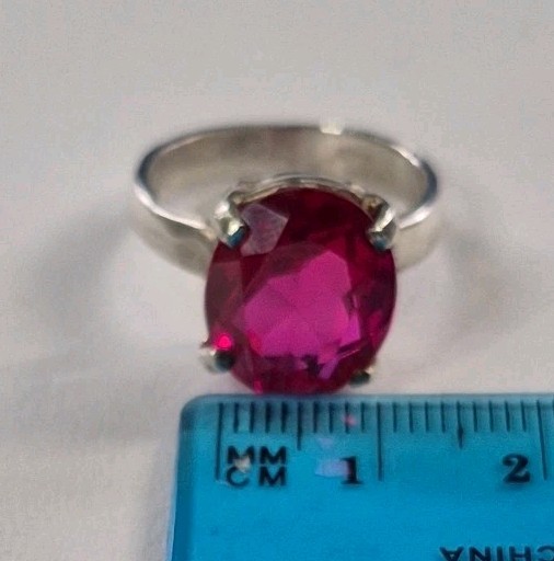 Red Lab Created Ruby Size 8 Ring 925 Sterling Sil… - image 3