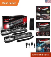 Led Tactical Flashlight 2-pack β High Lumens, Usb-c Charging, Durable & Compact
