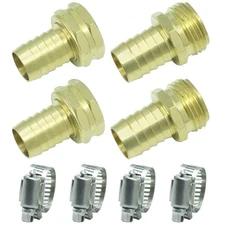 Solid Brass Garden Hose Repair Kit - Heavy Duty Connector with Stainless Stee...